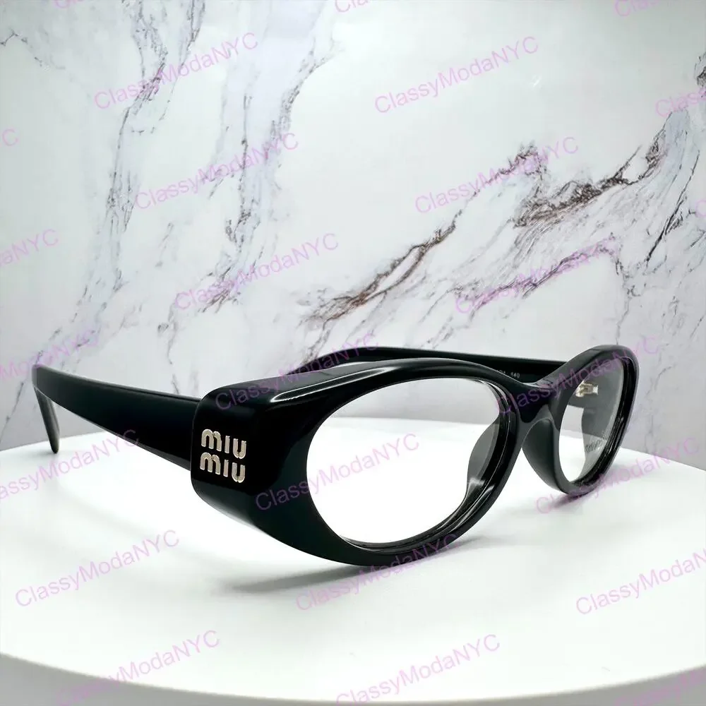 New MIU MIU Eyeglasses Black Oval Glasses 55-18mm Full Rim Rx-able